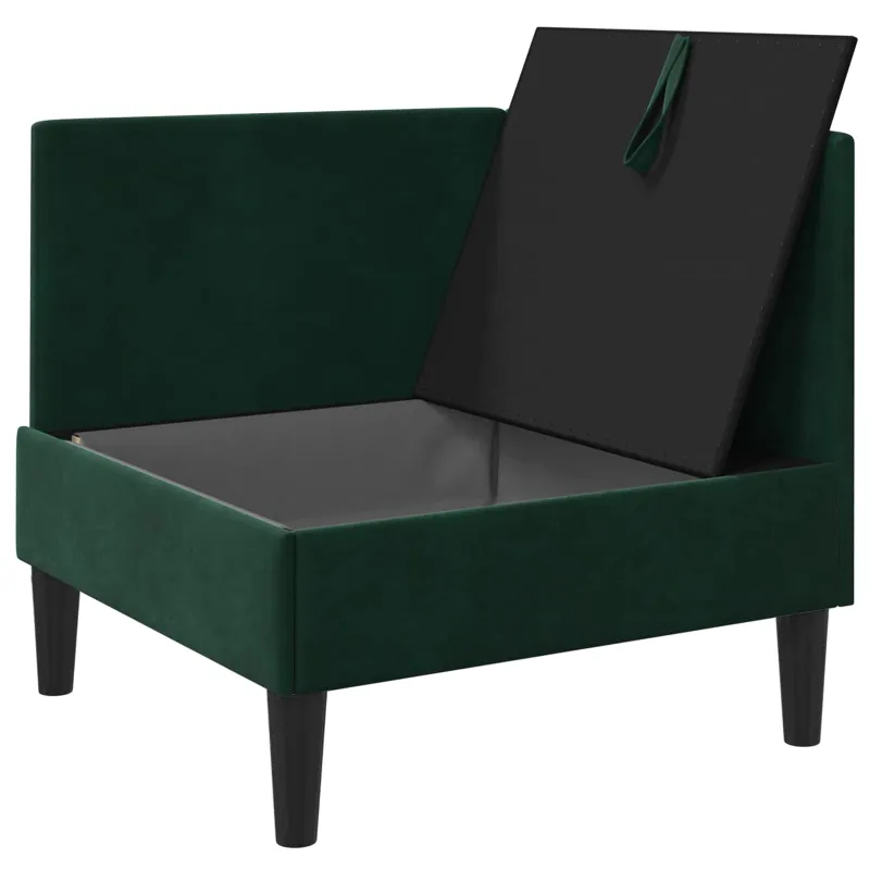 Sofa su saugojimu Tamsiai žalia Aksomas