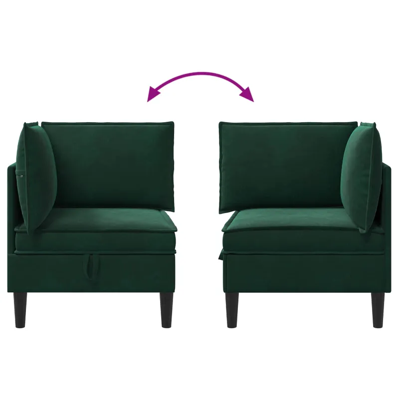 Sofa su saugojimu Tamsiai žalia Aksomas
