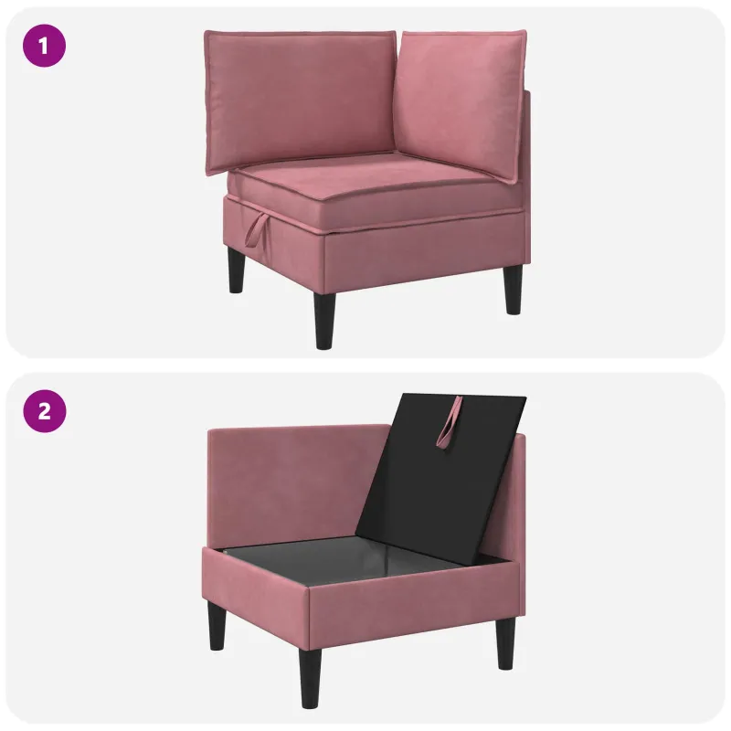 Sofa su saugojimu Rožinė Aksomas