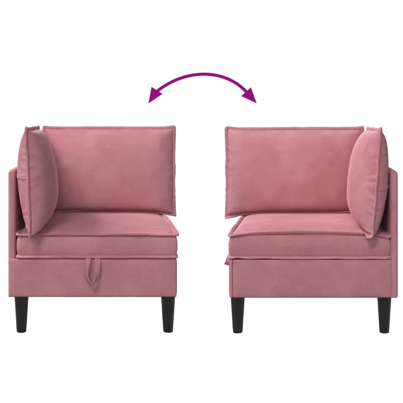 Sofa su saugojimu Rožinė Aksomas