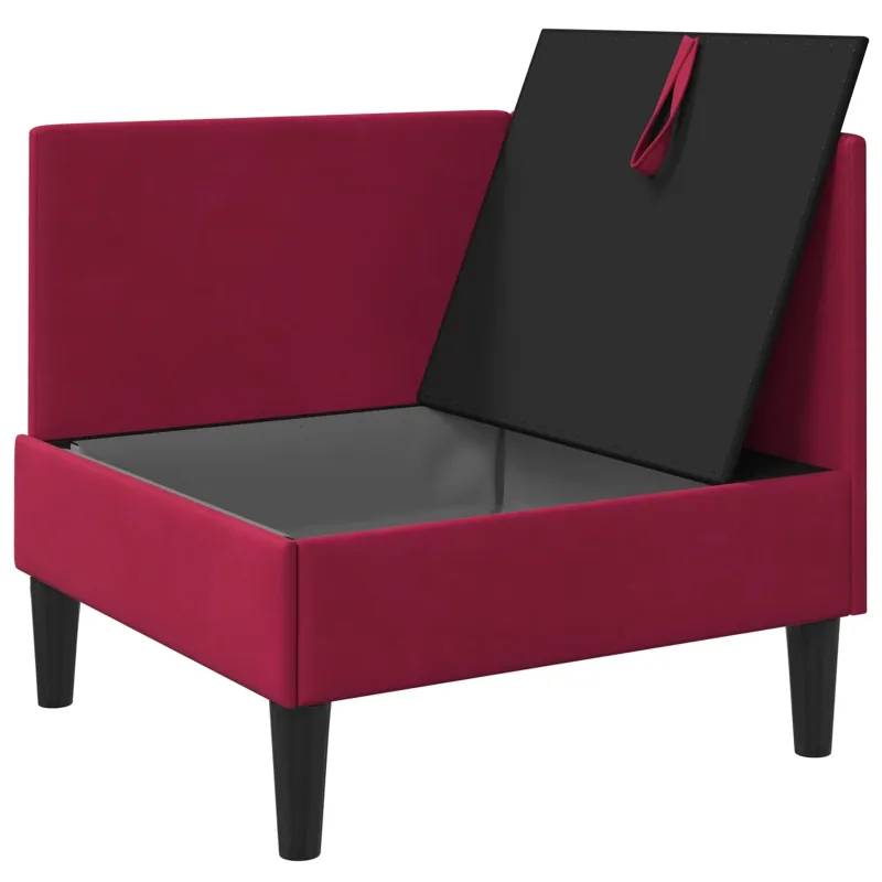 Sofa su saugojimu Vyno raudona Aksomas