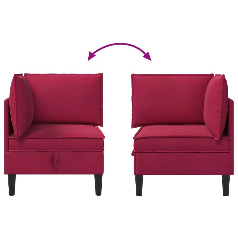 Sofa su saugojimu Vyno raudona Aksomas
