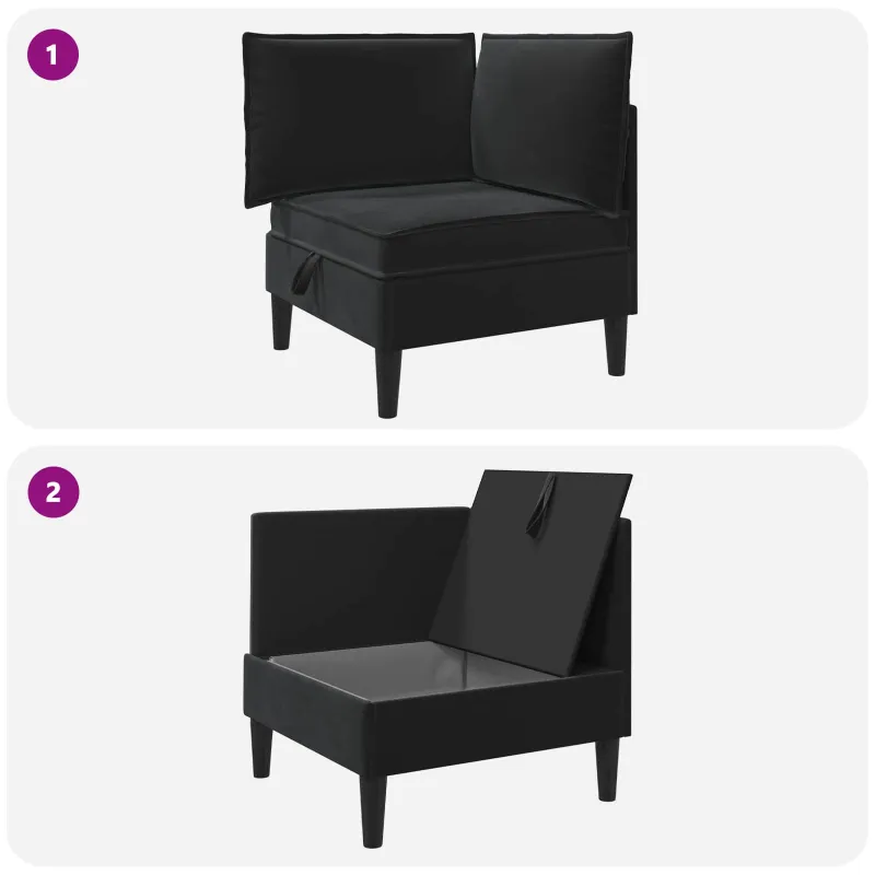 Sofa su saugojimu Juoda Aksomas