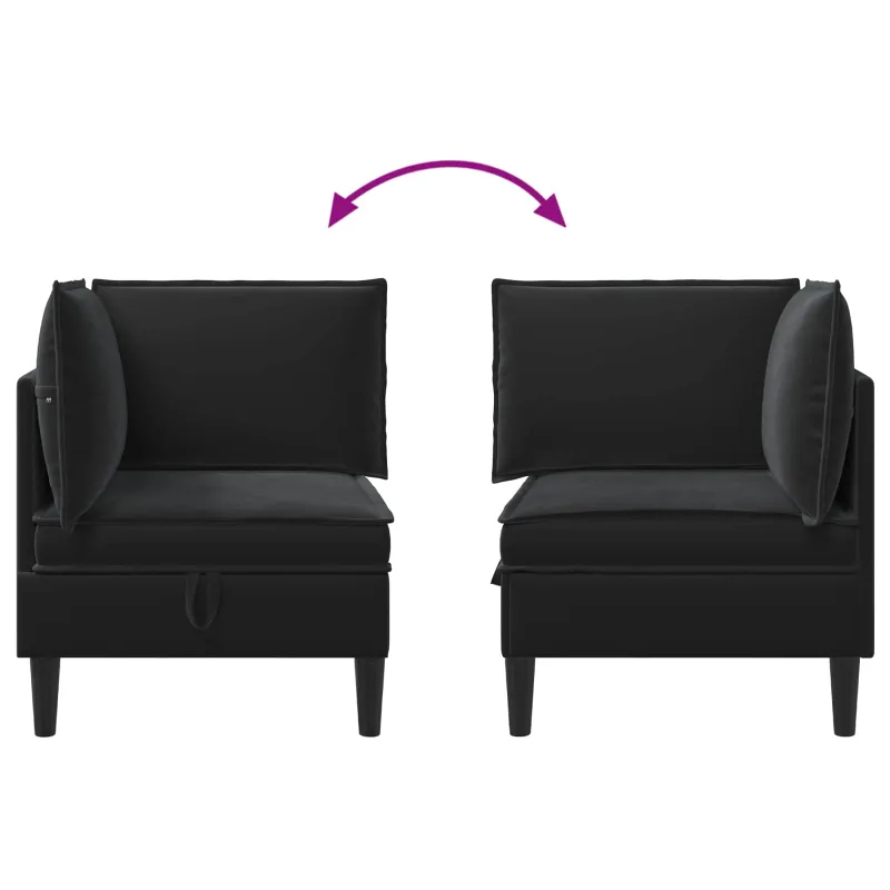Sofa su saugojimu Juoda Aksomas