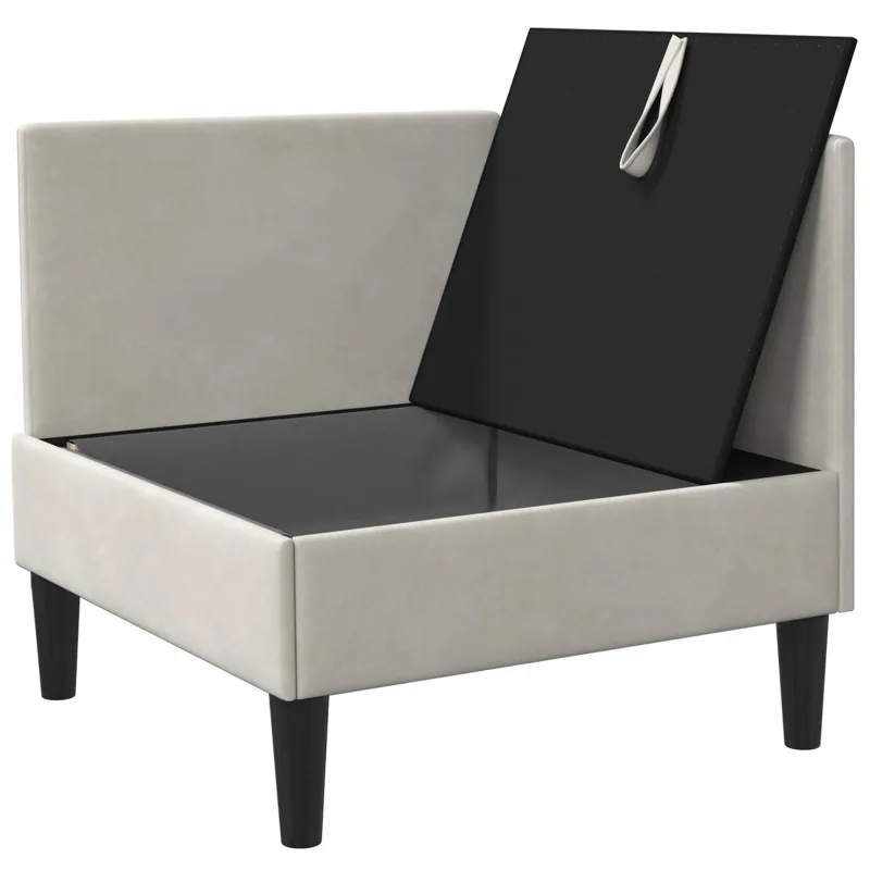 Sofa su saugojimu Kreminė Aksomas