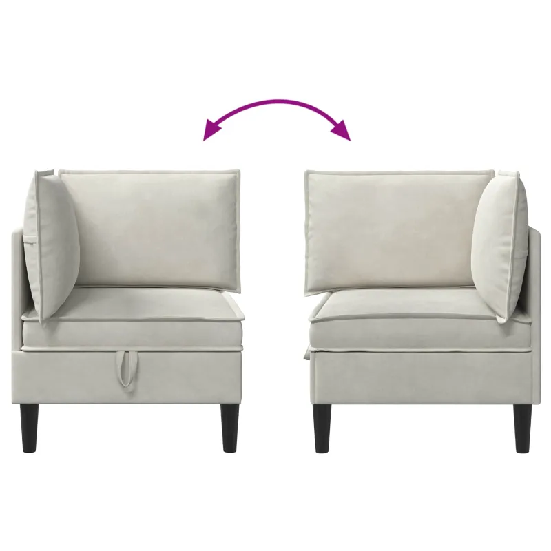 Sofa su saugojimu Kreminė Aksomas