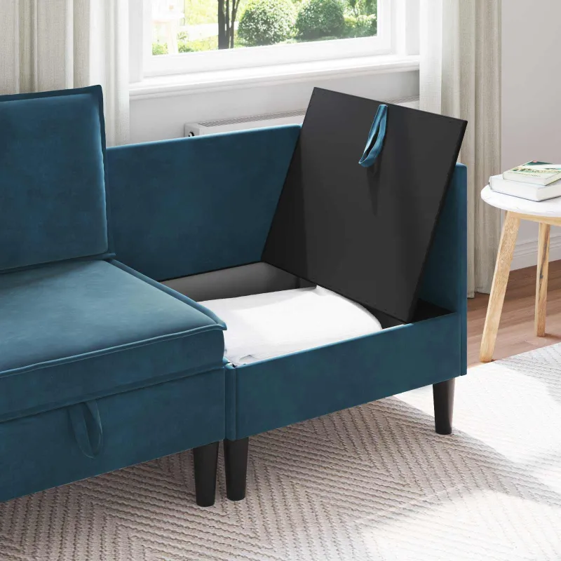 Sofa su saugojimu Mėlyna Aksomas
