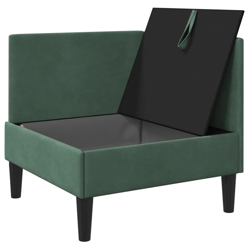 Sofa su saugojimu Jūrinė žalia Aksomas