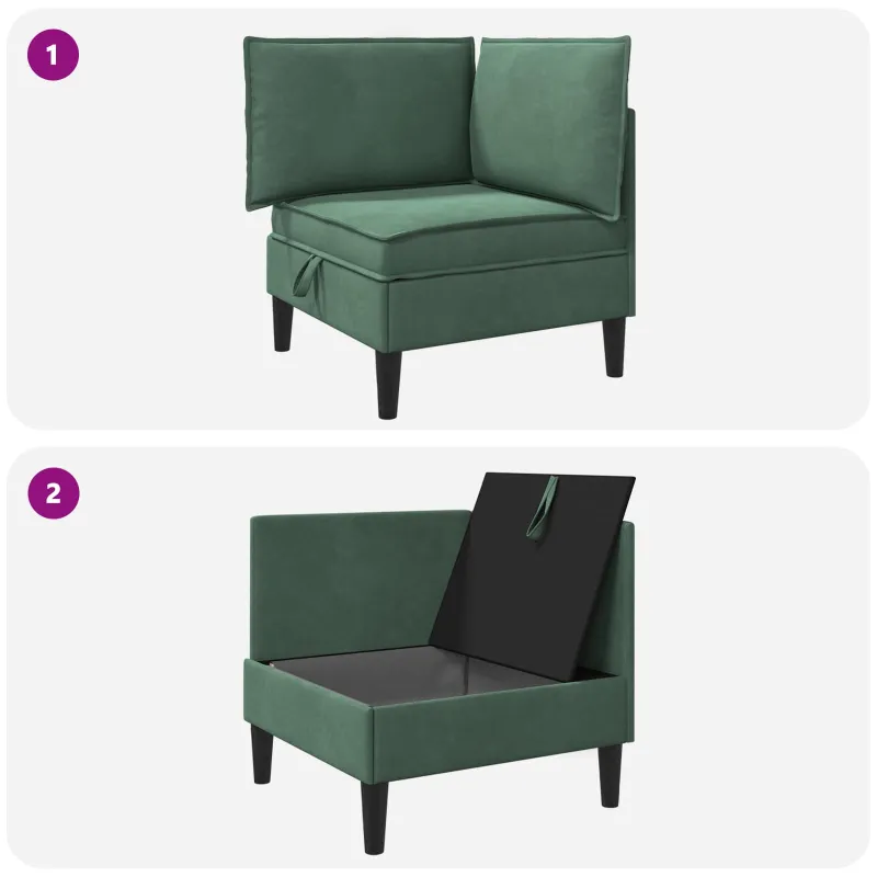 Sofa su saugojimu Jūrinė žalia Aksomas