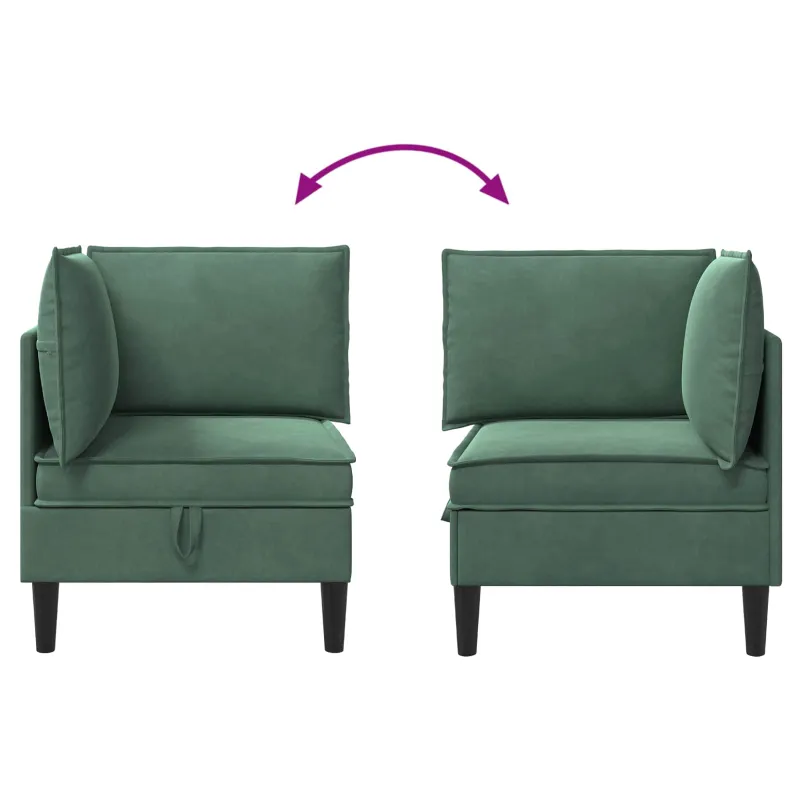 Sofa su saugojimu Jūrinė žalia Aksomas