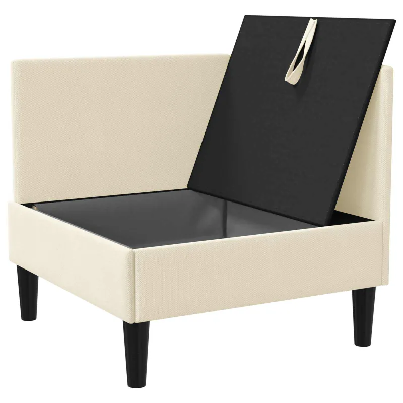 Kampinė Sofa su Saugykla Kreminė Aksomas