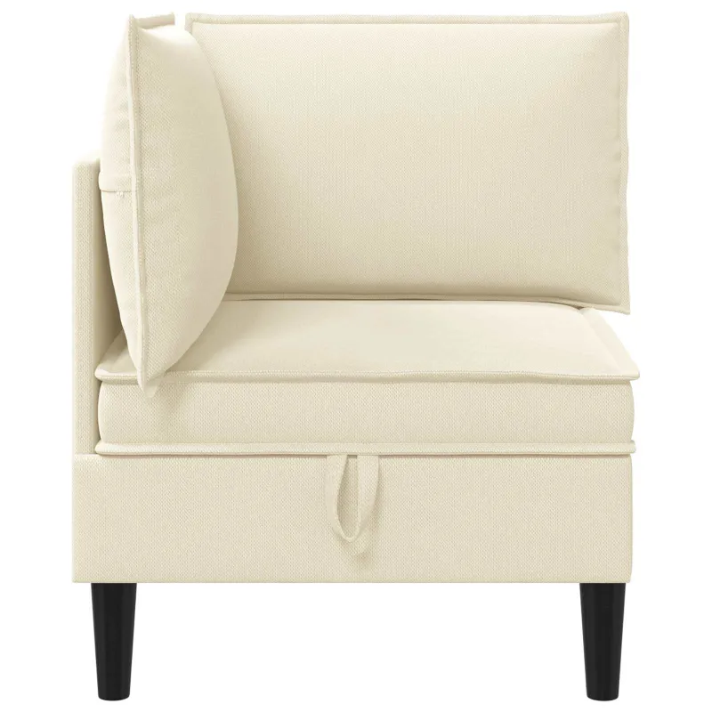 Kampinė Sofa su Saugykla Kreminė Aksomas