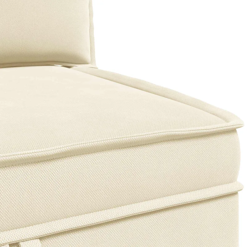 Kampinė Sofa su Saugykla Kreminė Aksomas