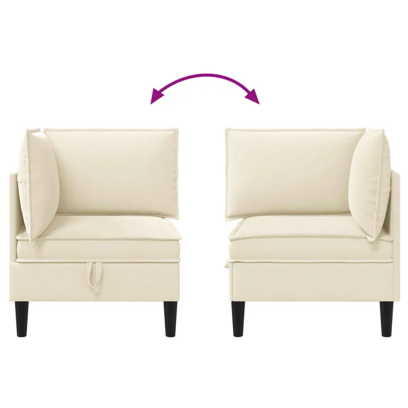 Kampinė Sofa su Saugykla Kreminė Aksomas