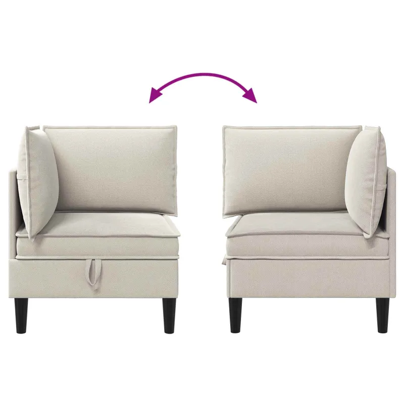 Kampinė Sofa su Saugykla Avižinė Aksomas