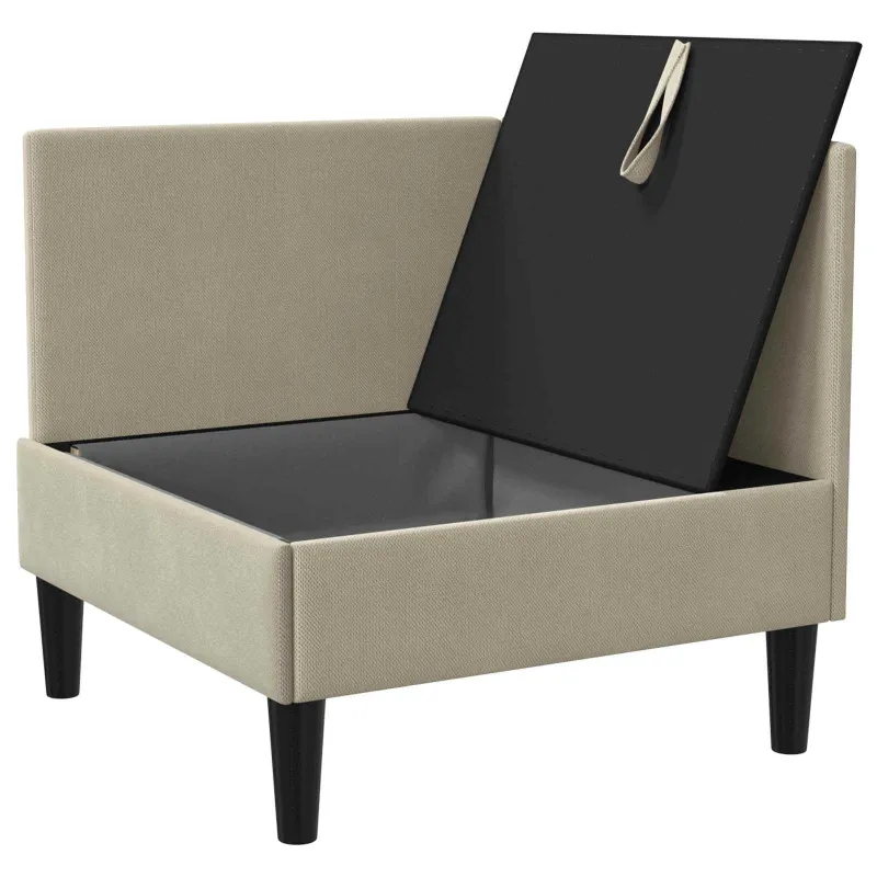 Kampinė Sofa su Saugykla Smėlio Aksomas