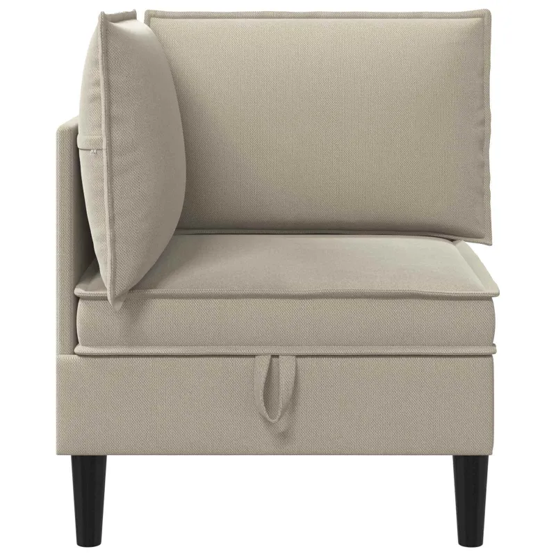 Kampinė Sofa su Saugykla Smėlio Aksomas