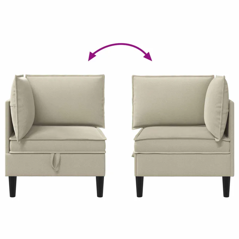 Kampinė Sofa su Saugykla Smėlio Aksomas