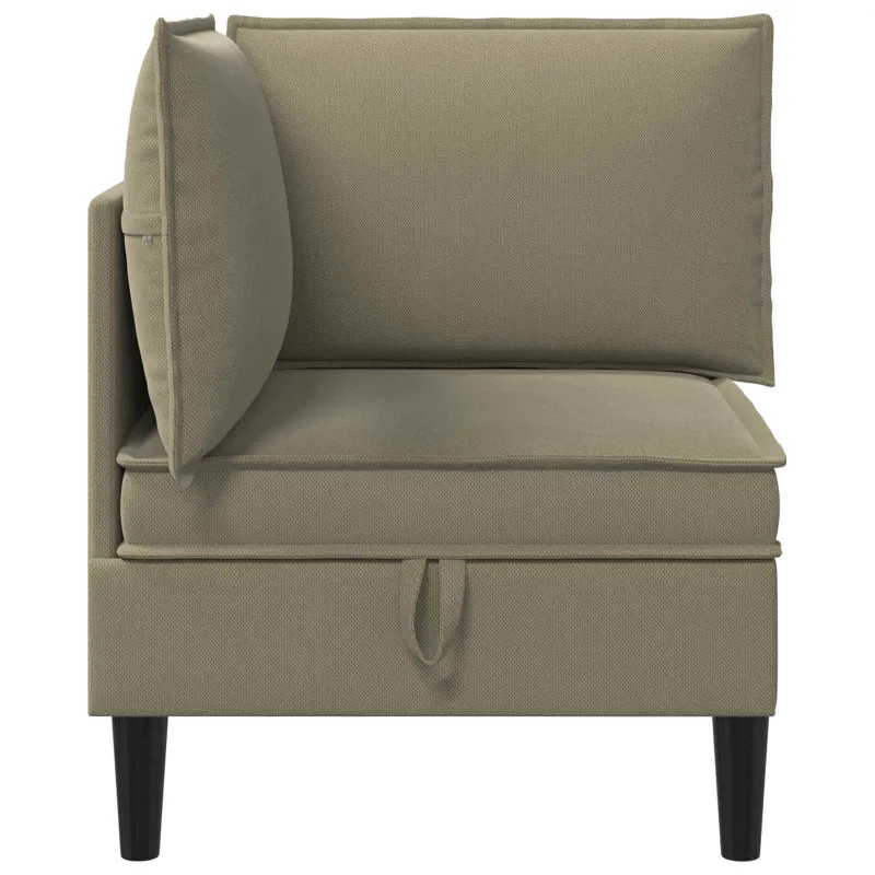 Kampinė Sofa su Saugykla Chaki Aksomas