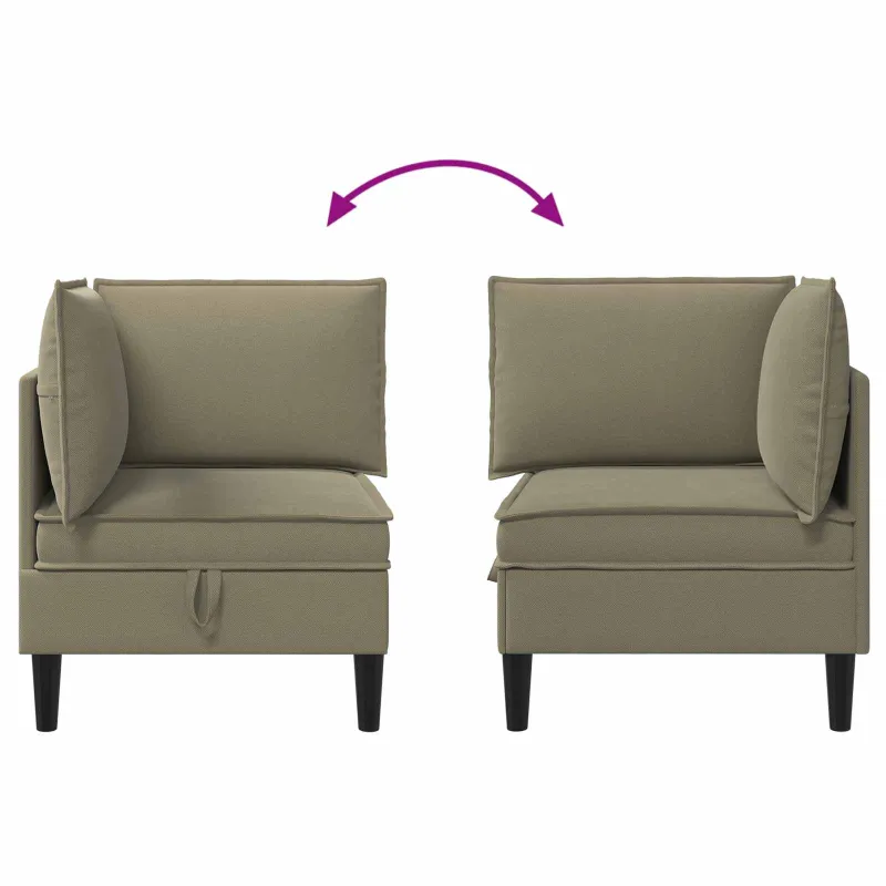 Kampinė Sofa su Saugykla Chaki Aksomas