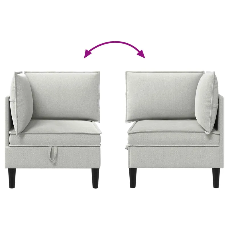 Kampinė Sofa su Saugykla Šviesiai pilka Aksomas