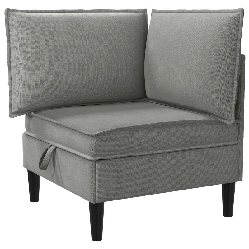 Kampinė Sofa su Saugykla Tamsiai pilka Aksomas