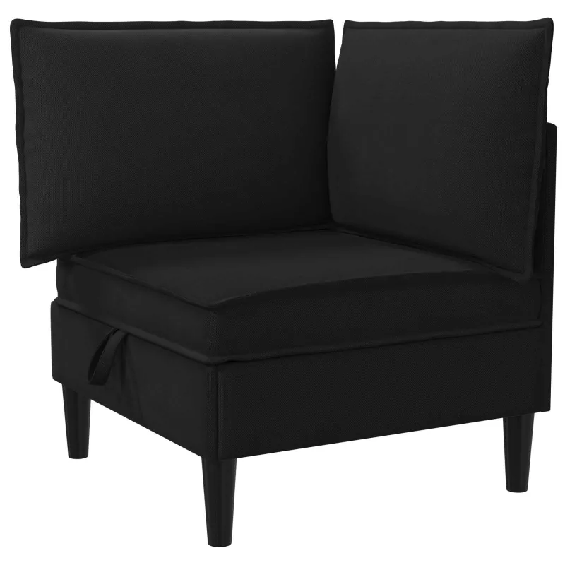 Kampinė Sofa su Saugykla Juoda Aksomas