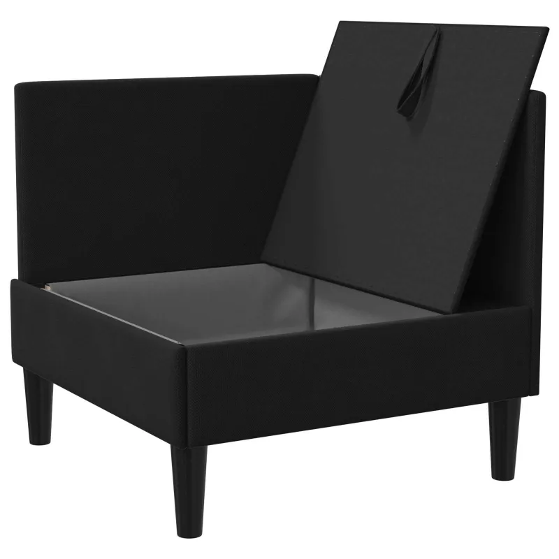 Kampinė Sofa su Saugykla Juoda Aksomas