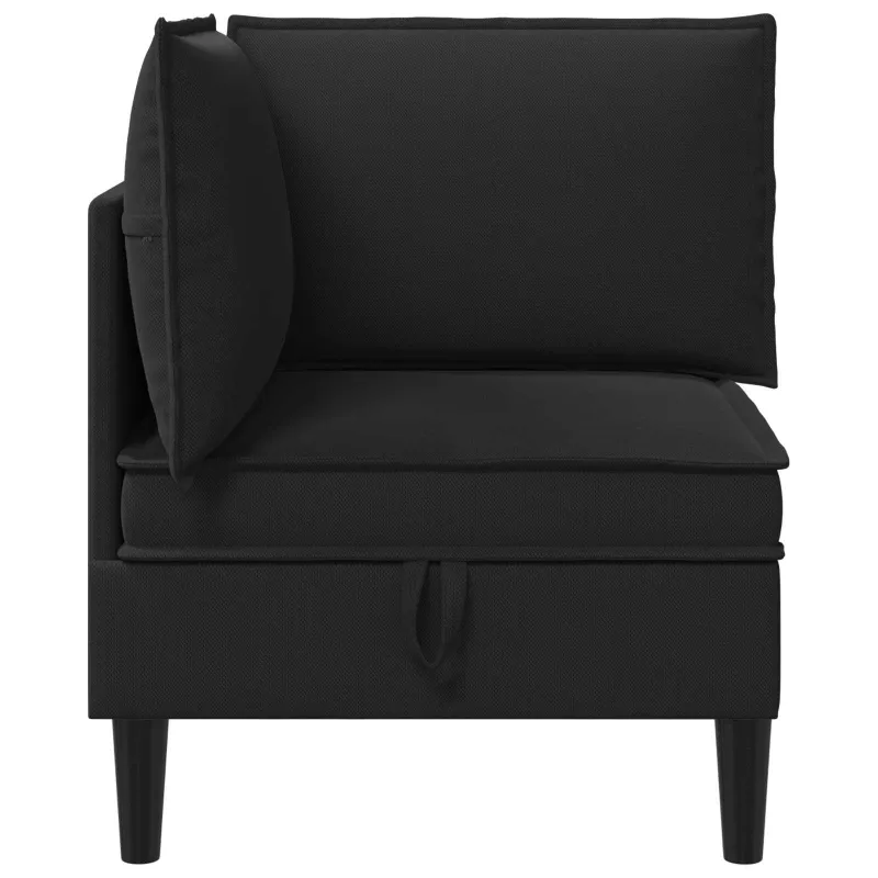 Kampinė Sofa su Saugykla Juoda Aksomas