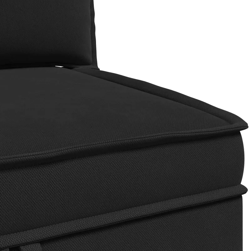 Kampinė Sofa su Saugykla Juoda Aksomas