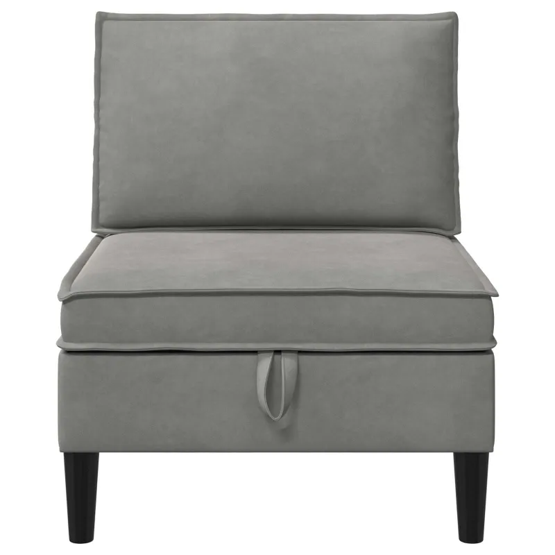 Vidurinė sofa su saugykla Šviesiai pilka Aksomas