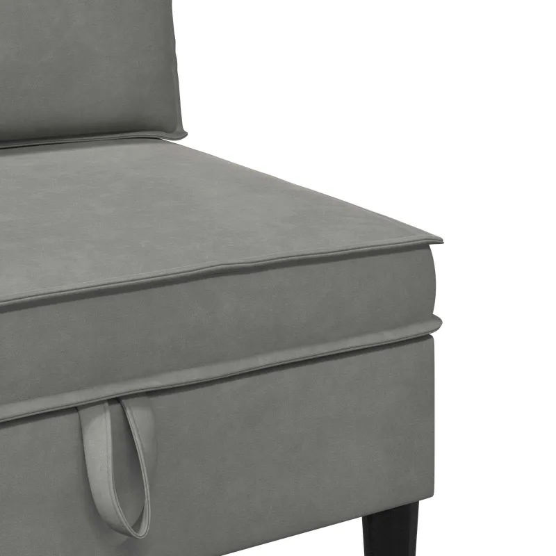 Vidurinė sofa su saugykla Šviesiai pilka Aksomas