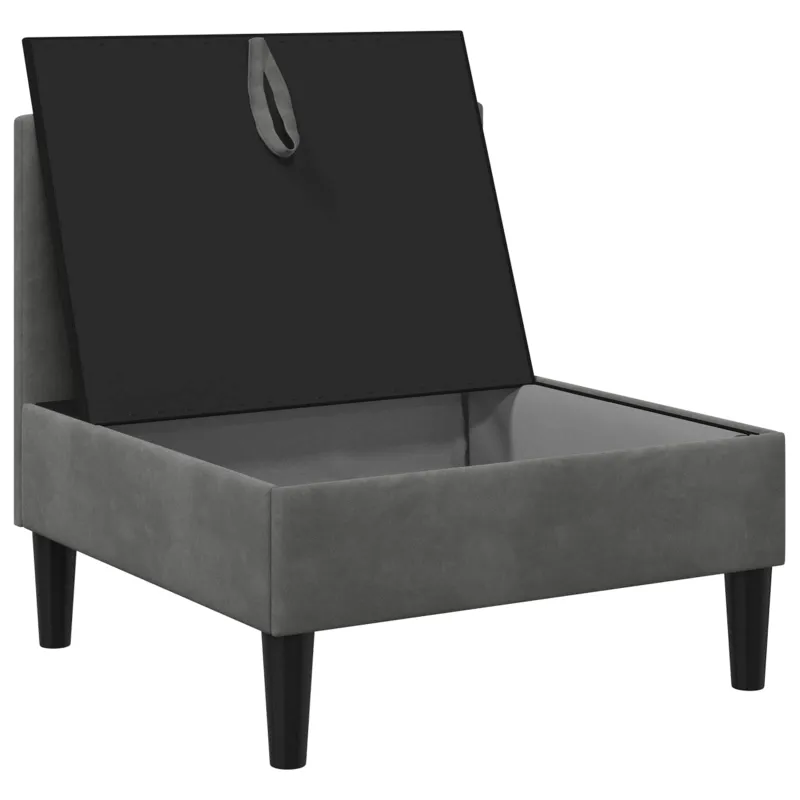 Vidurinė sofa su saugykla Tamsiai pilka Aksomas