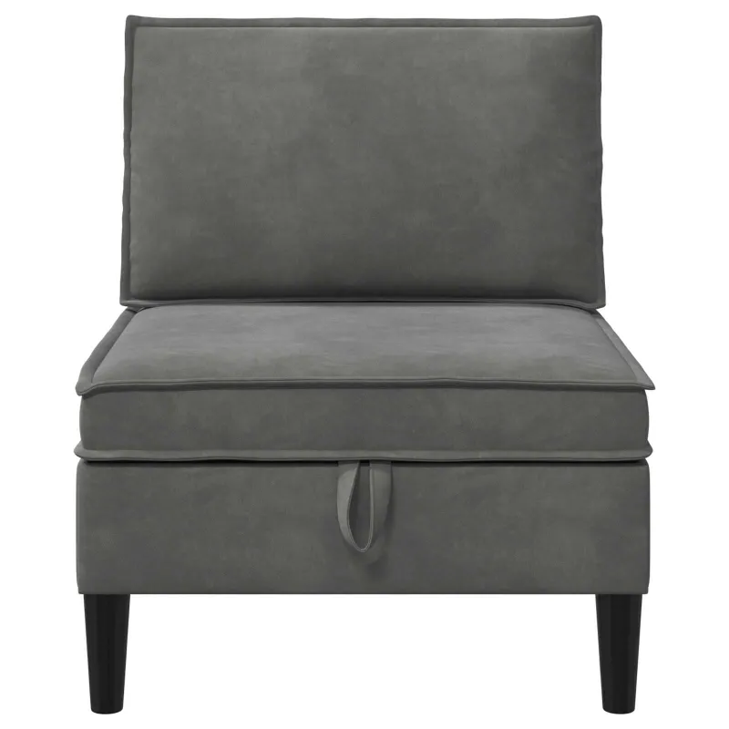 Vidurinė sofa su saugykla Tamsiai pilka Aksomas