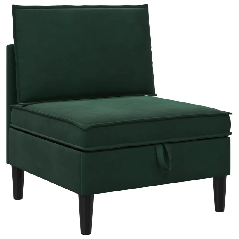 Vidurinė sofa su saugykla Tamsiai žalia Aksomas