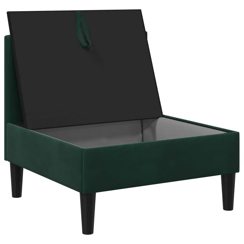 Vidurinė sofa su saugykla Tamsiai žalia Aksomas