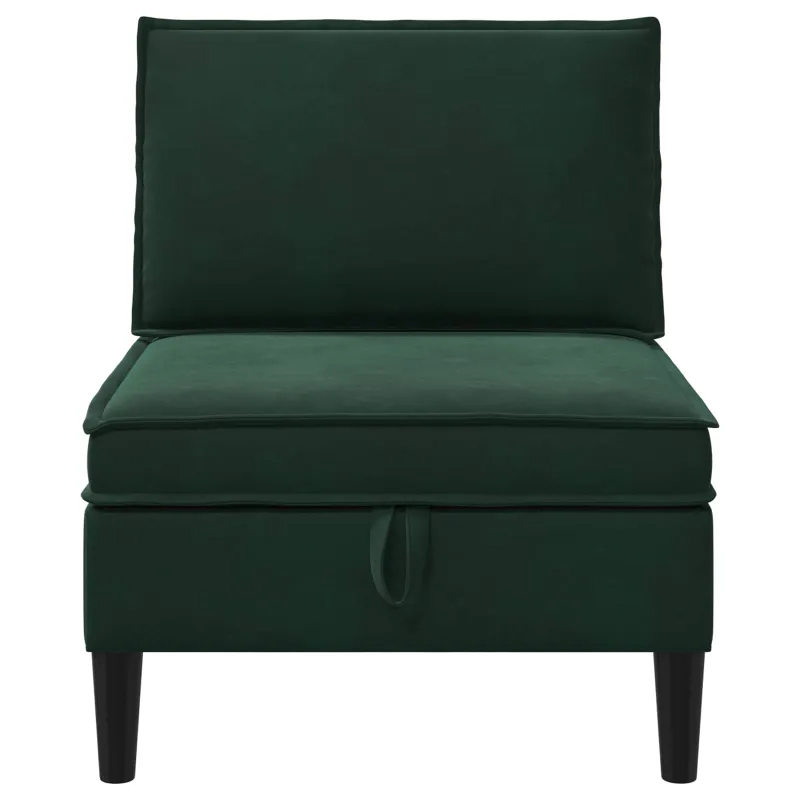 Vidurinė sofa su saugykla Tamsiai žalia Aksomas
