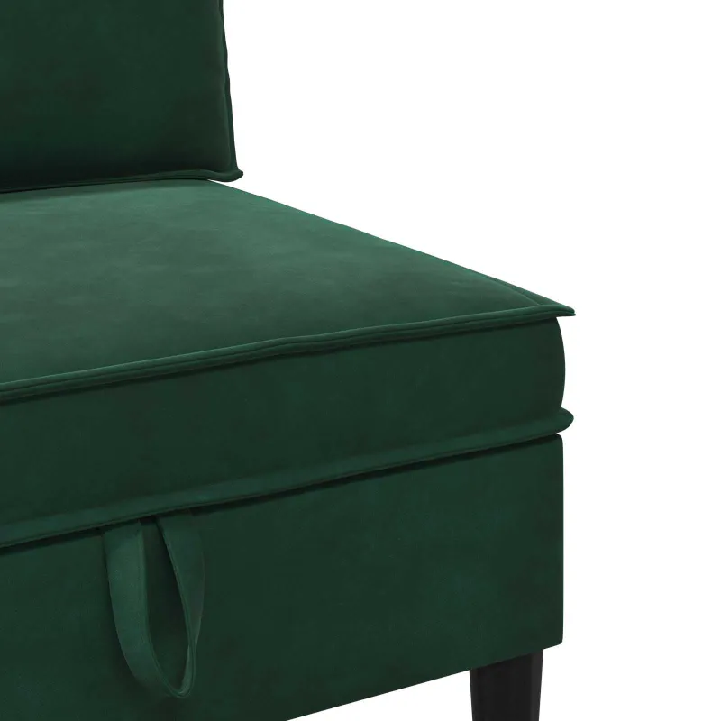 Vidurinė sofa su saugykla Tamsiai žalia Aksomas