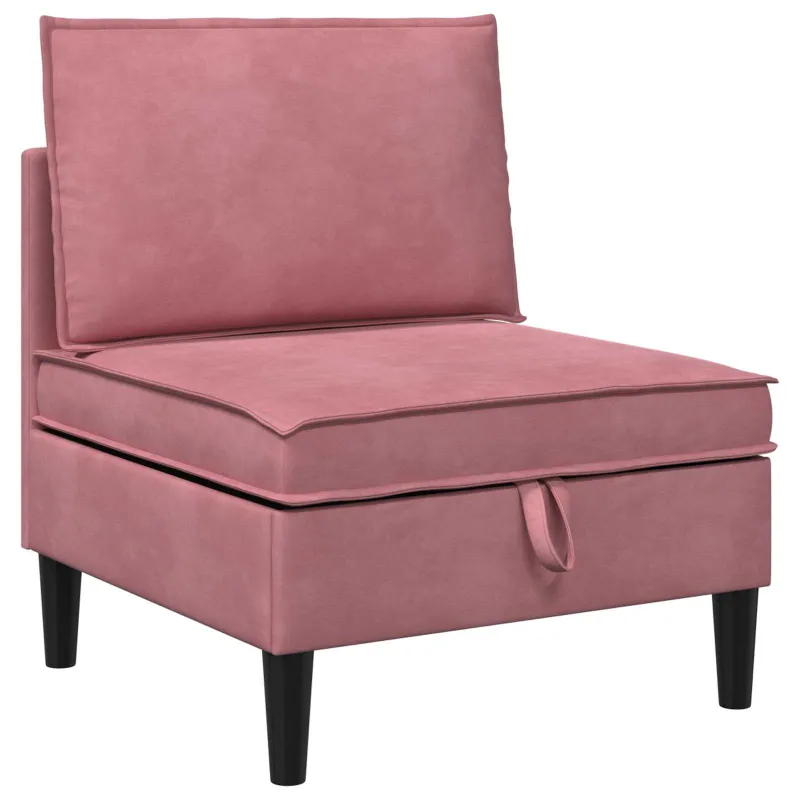 Vidurinė sofa su saugykla Rožinė Aksomas