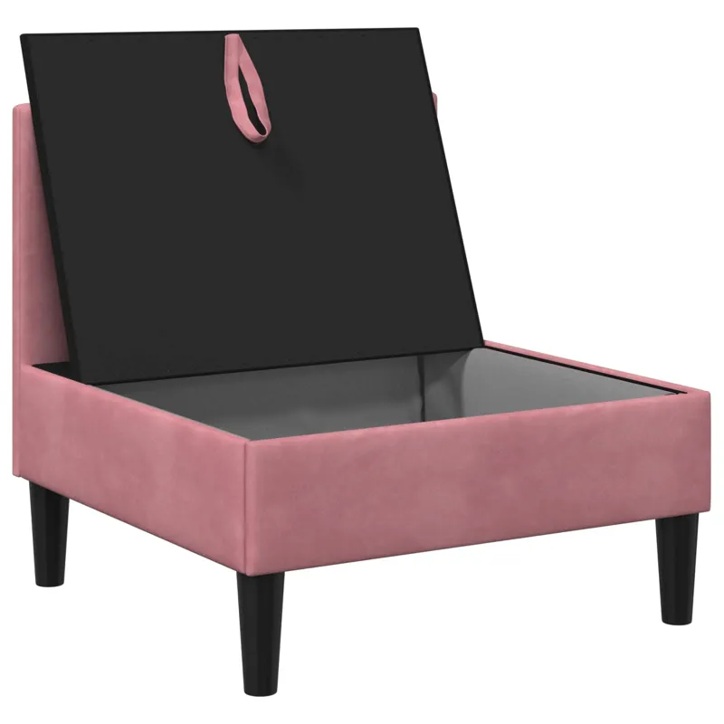 Vidurinė sofa su saugykla Rožinė Aksomas