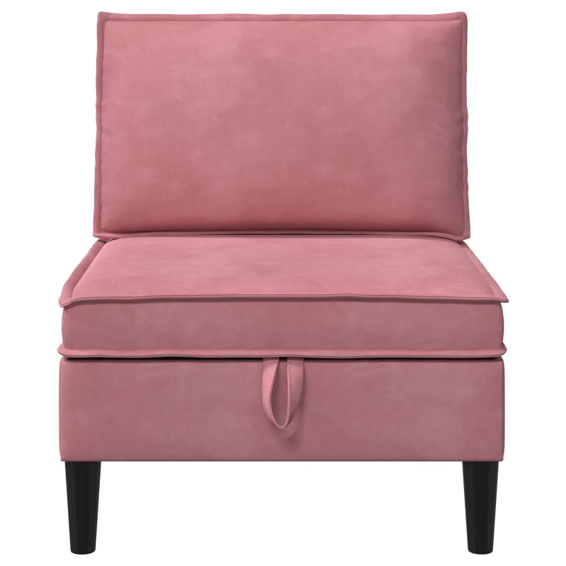 Vidurinė sofa su saugykla Rožinė Aksomas