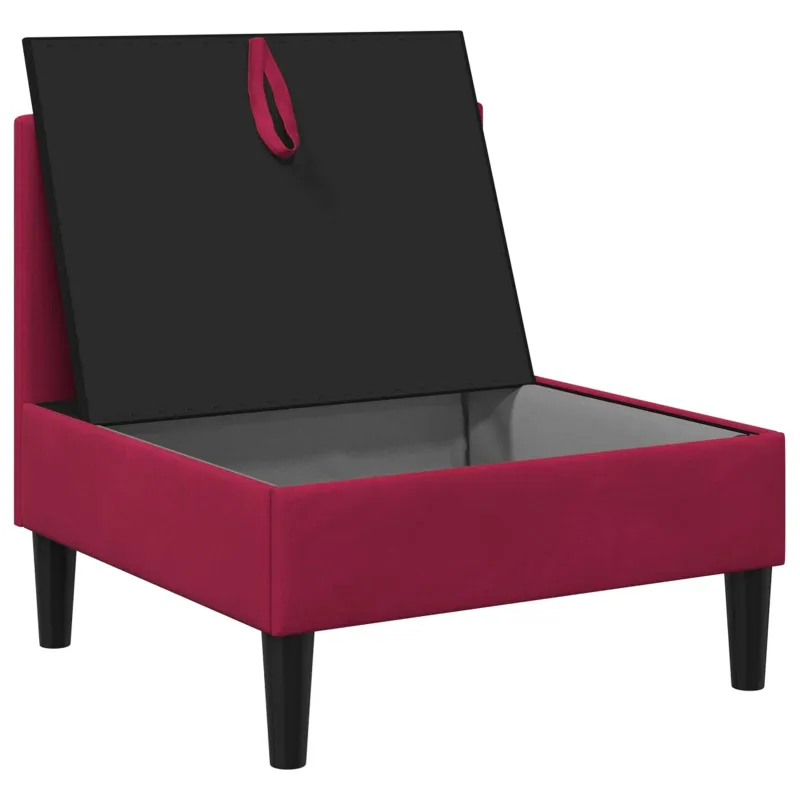 Vidurinė sofa su saugykla Vyno raudona Aksomas