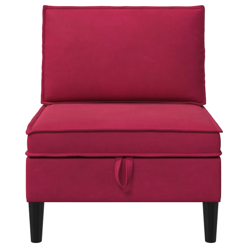 Vidurinė sofa su saugykla Vyno raudona Aksomas
