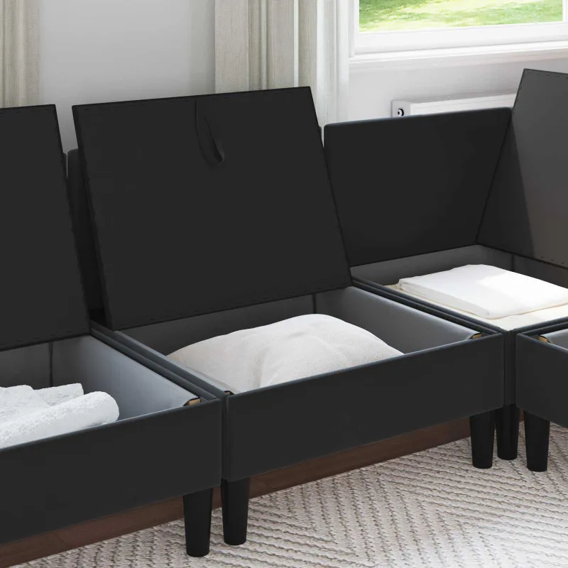 Vidurinė sofa su saugykla Juoda Aksomas