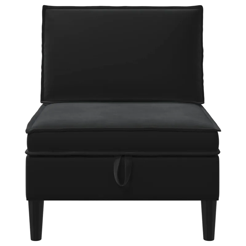 Vidurinė sofa su saugykla Juoda Aksomas