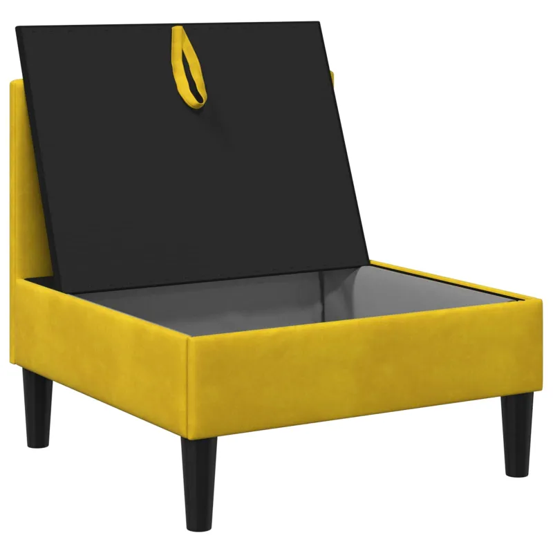 Vidurinė sofa su saugykla Geltona Aksomas