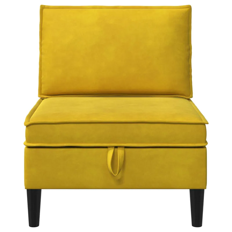 Vidurinė sofa su saugykla Geltona Aksomas