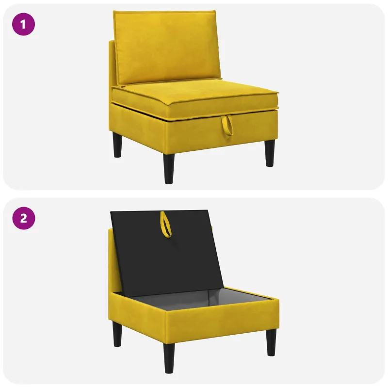 Vidurinė sofa su saugykla Geltona Aksomas