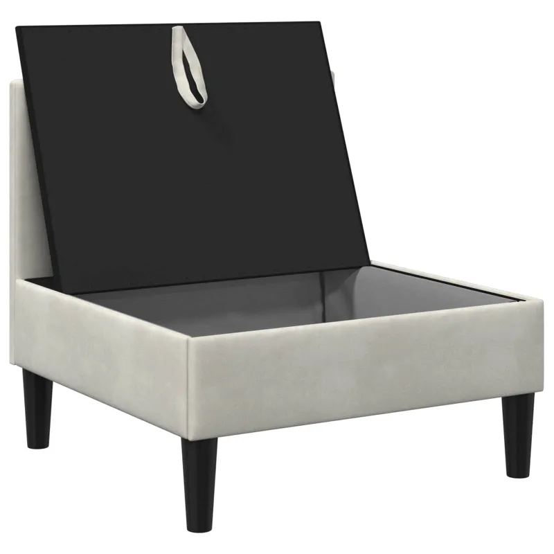 Vidurinė sofa su saugykla Kreminė Aksomas