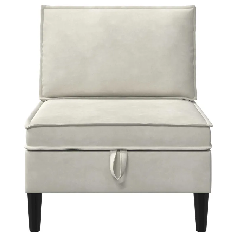 Vidurinė sofa su saugykla Kreminė Aksomas